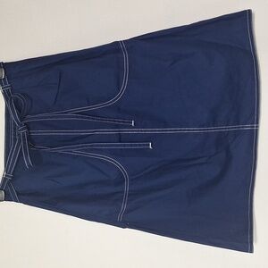 Century Navy Blue Midi Skirt White Stitch Vintgage